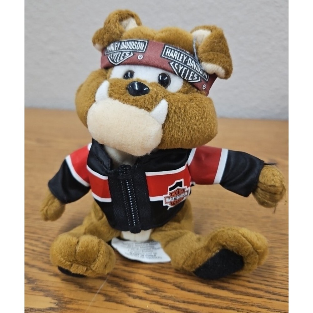 Vintage 1999 Harley Davidson‎ Plush Stuffed Animal Bulldog Tanker W Jacket